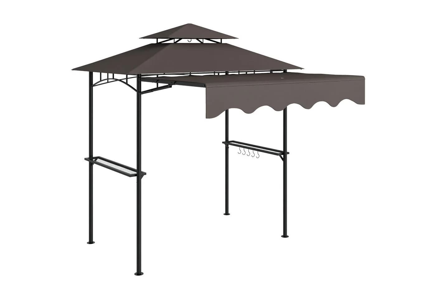 Outsunny Grillpavillon mit Doppelschichtdach und Seitenregalen