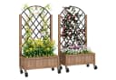 Outsunny Hochbeet 2er Set mit Rankgitter und Rollen Braun Bild 1