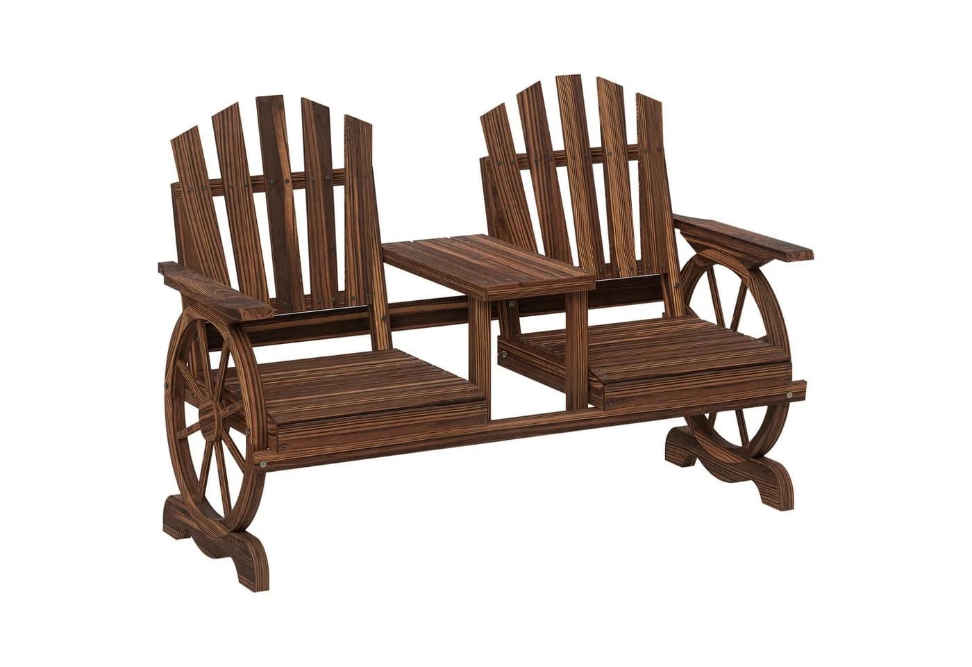 Outsunny Gartenbank 2-Sitzer mit Tisch und Schirmloch