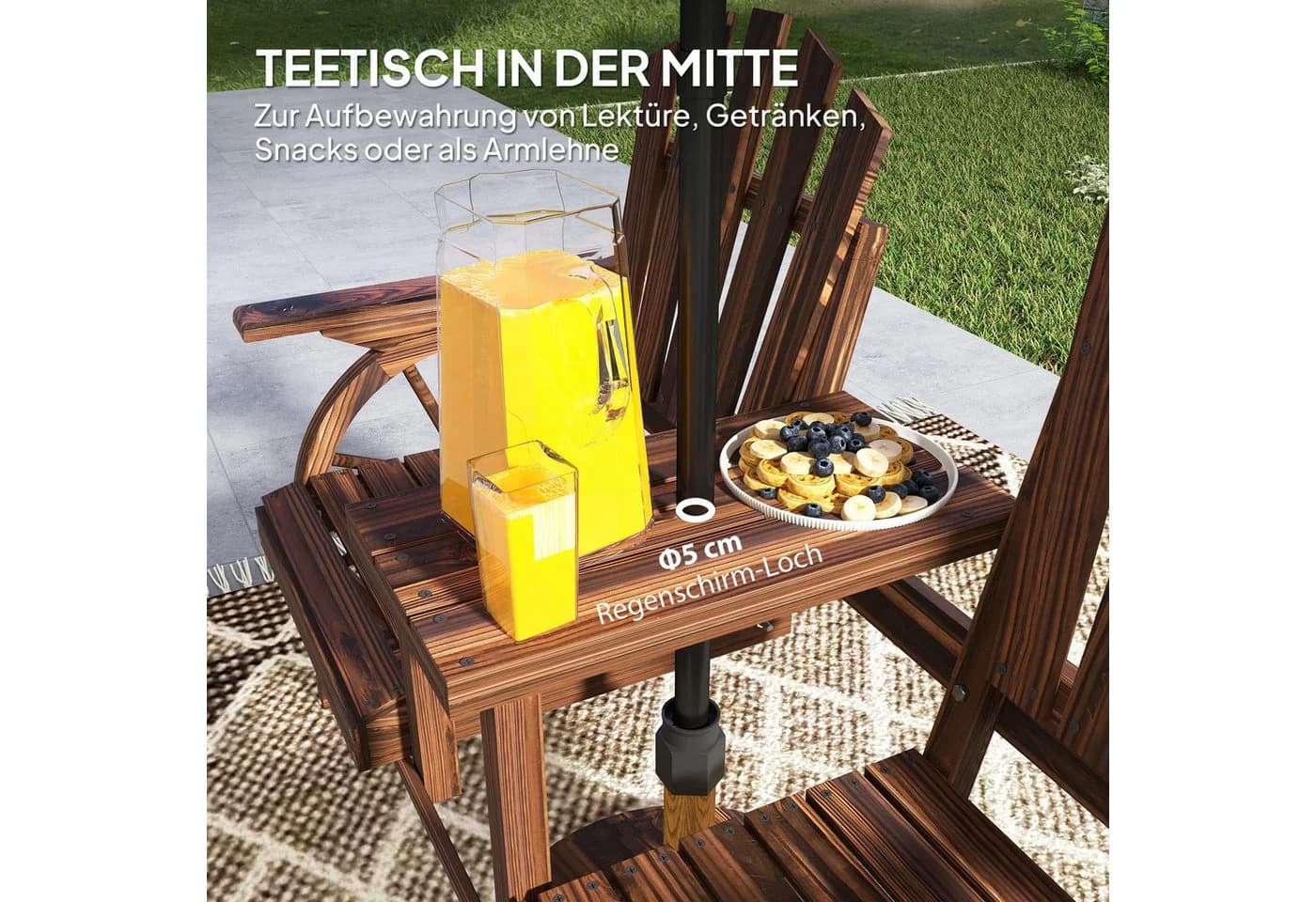 Outsunny Gartenbank 2-Sitzer mit Tisch und Schirmloch - Bild 5