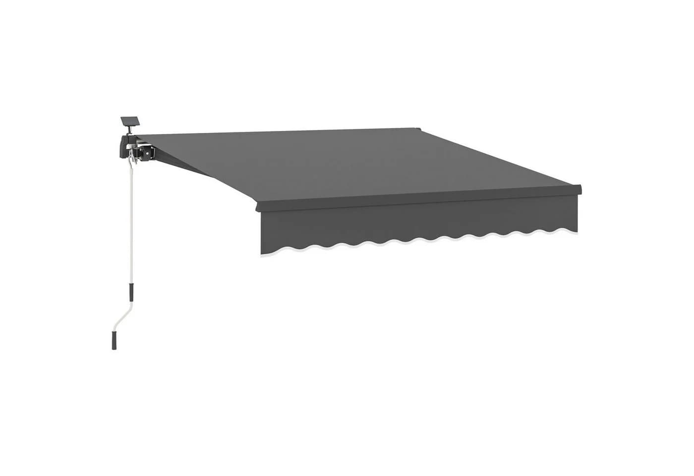 Outsunny Markise mit Handkurbel und Solar-LEDs Grau - Bild 2