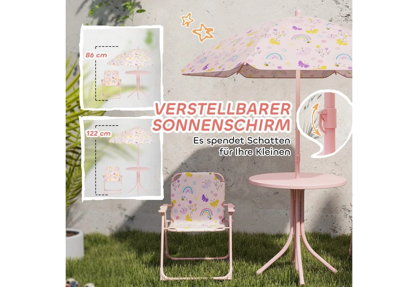 AIYAPLAY Garten-Kindersitzgruppe Kindersitzgarnitur 4-tlg. Rosa - Bild 5
