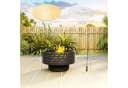 Outsunny Feuerschale Ø60 x 39cm mit Grillrost, Schürhaken, Funkenschutz in Holzoptik, 3-in-1 Feuerstelle, Kohlegrau Bild 3