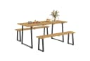 Outsunny Garten-Essgruppe 6-tlg. mit 2 Bänke und Schirmloch Bild 1