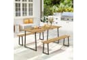 Outsunny Garten-Essgruppe 6-tlg. mit 2 Bänke und Schirmloch Bild 2