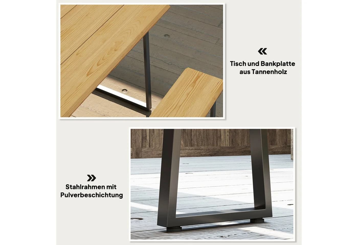 Outsunny Garten-Essgruppe 6-tlg. mit 2 Bänke und Schirmloch - Bild 5