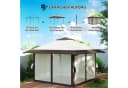 Outsunny Faltpavillon 4x4m mit Netzwänden UV 50+ Beige Bild 4