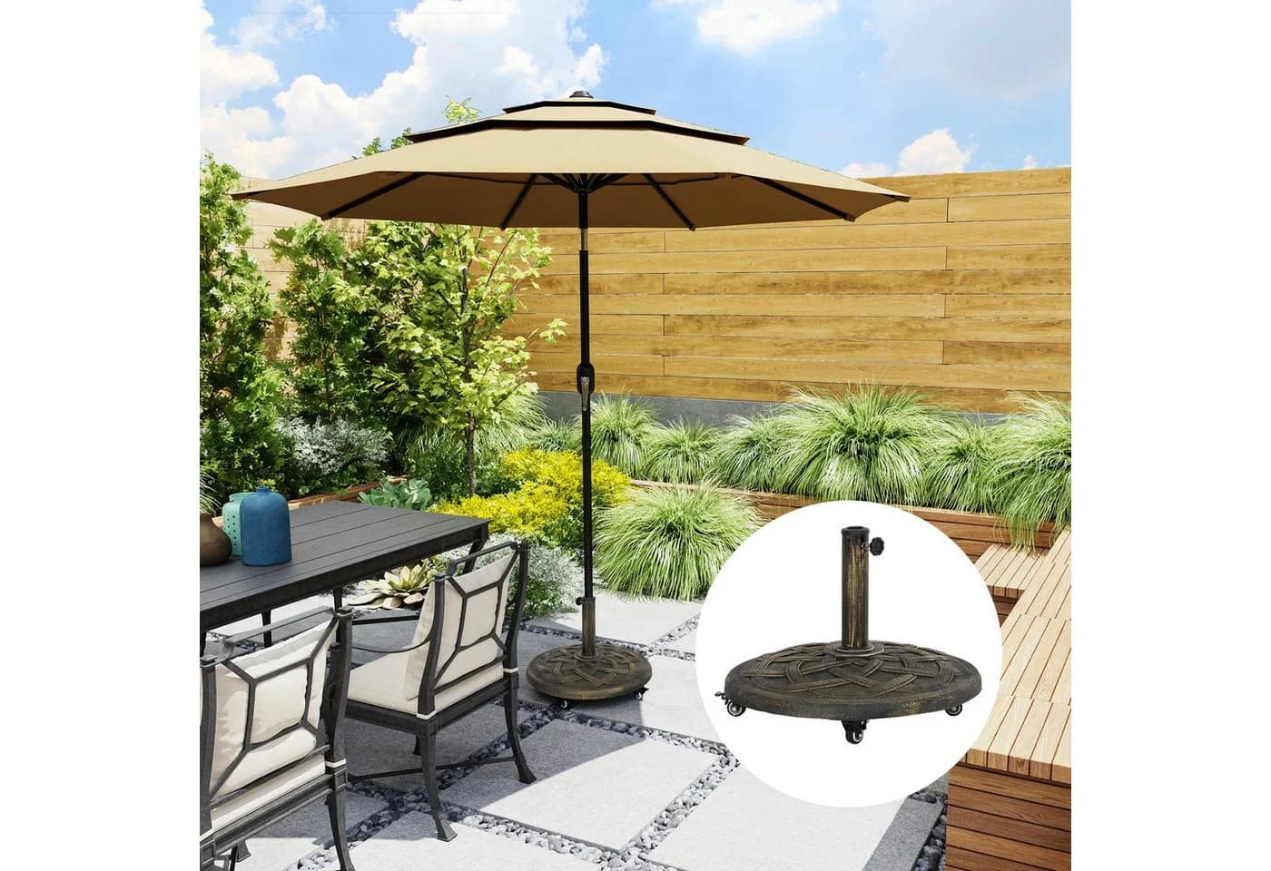 Outsunny Schirmständer Beton mit Rollen Bronze - Bild 2