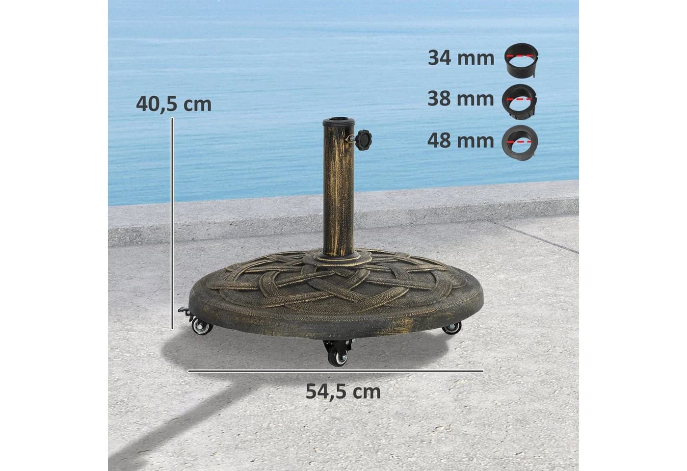 Outsunny Schirmständer Beton mit Rollen Bronze - Bild 3