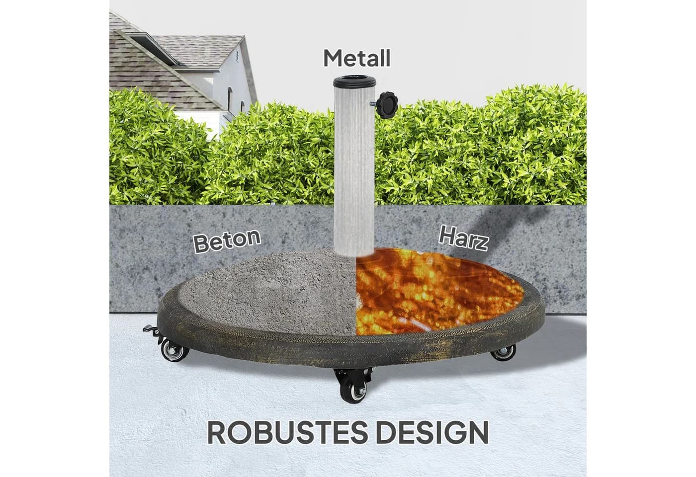 Outsunny Schirmständer Beton mit Rollen Bronze - Bild 5