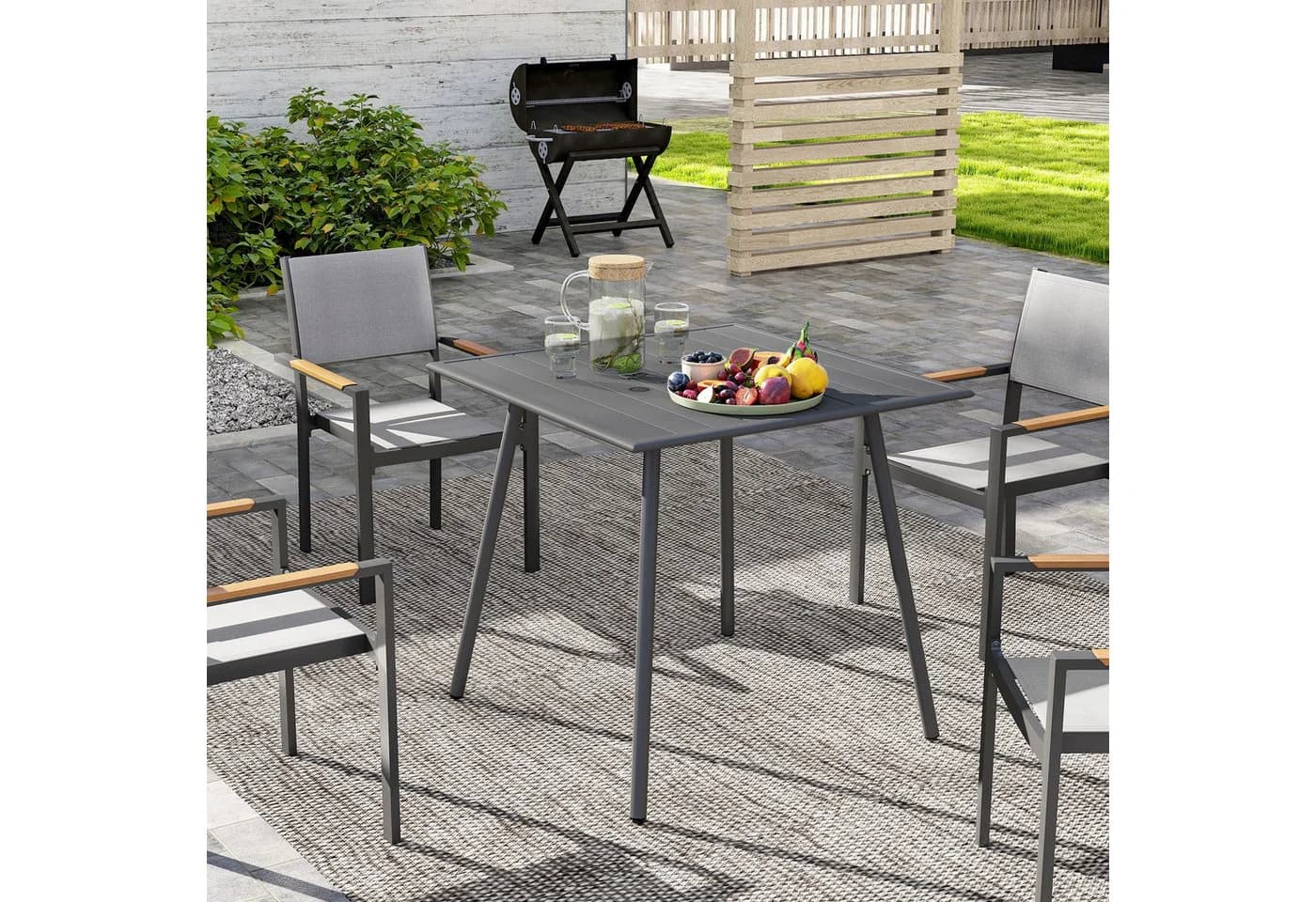 Outsunny Gartentisch Grau Wetterfest Stahlrahmen - Bild 2