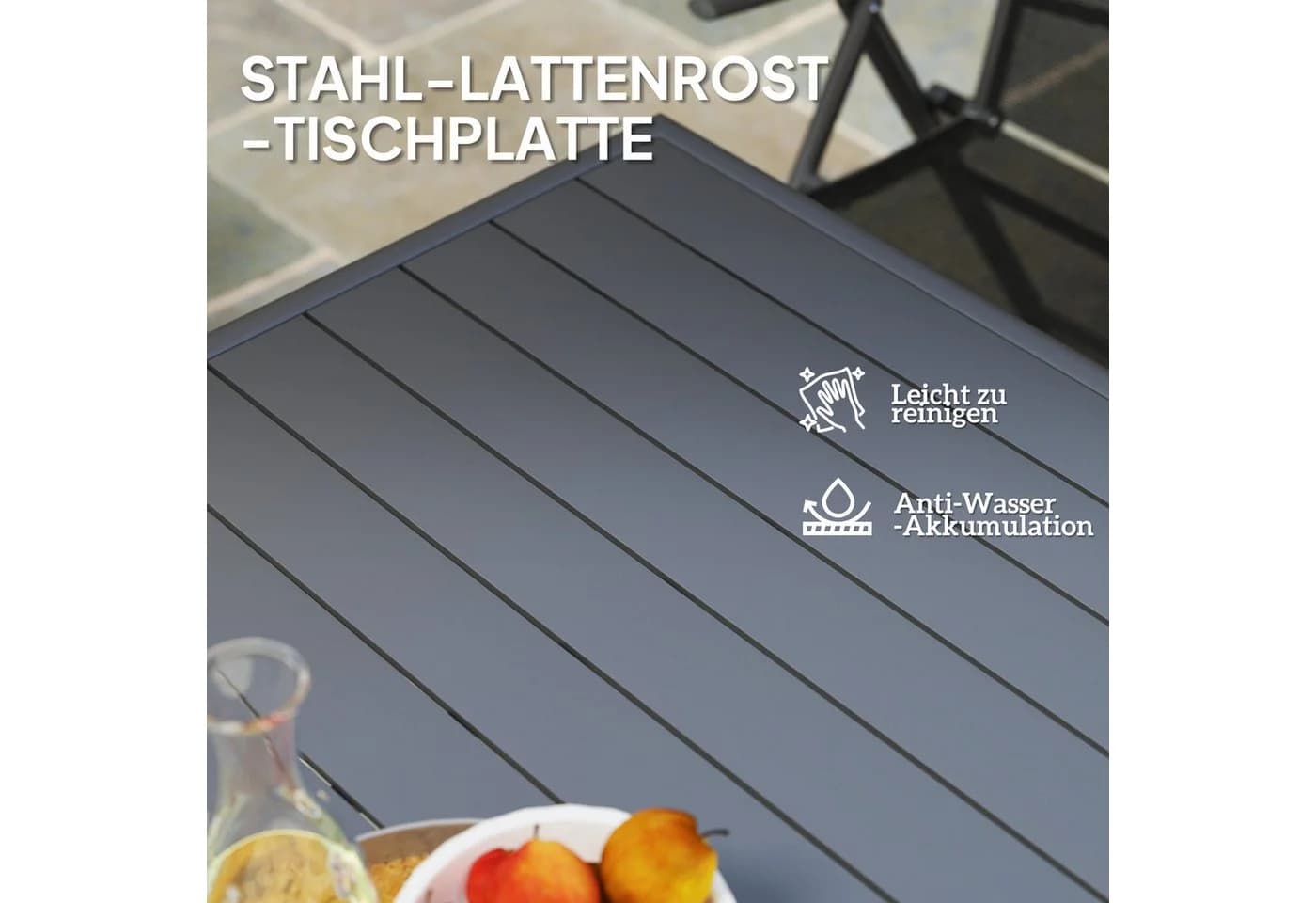 Outsunny Gartentisch Grau Wetterfest Stahlrahmen - Bild 5
