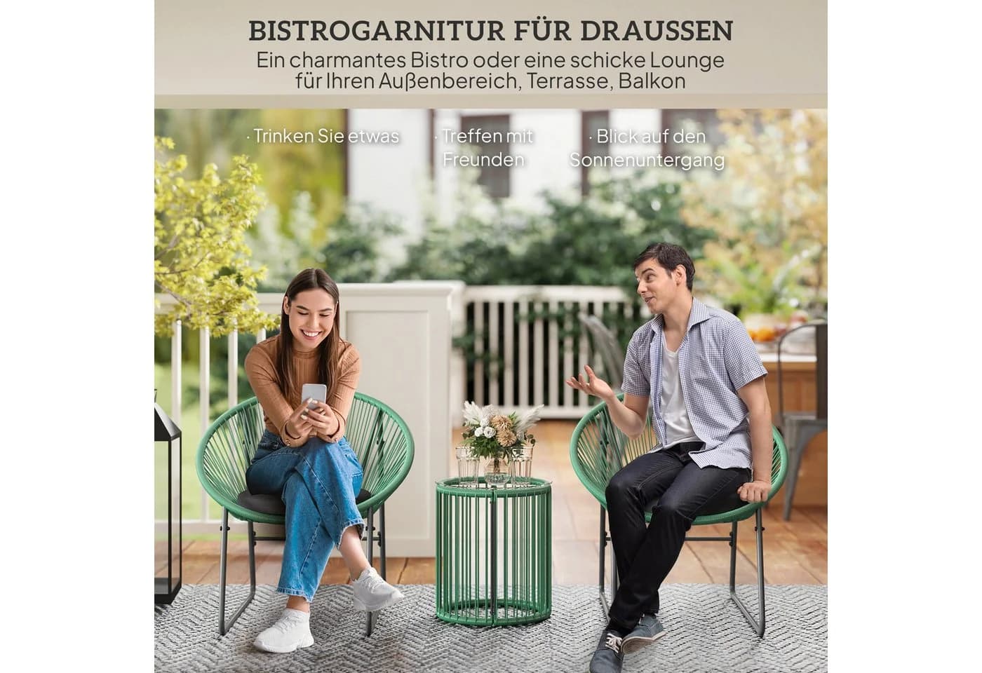 Outsunny Sitzgruppe 3-tlg. Polyrattan Outdoor Lounge - Bild 4