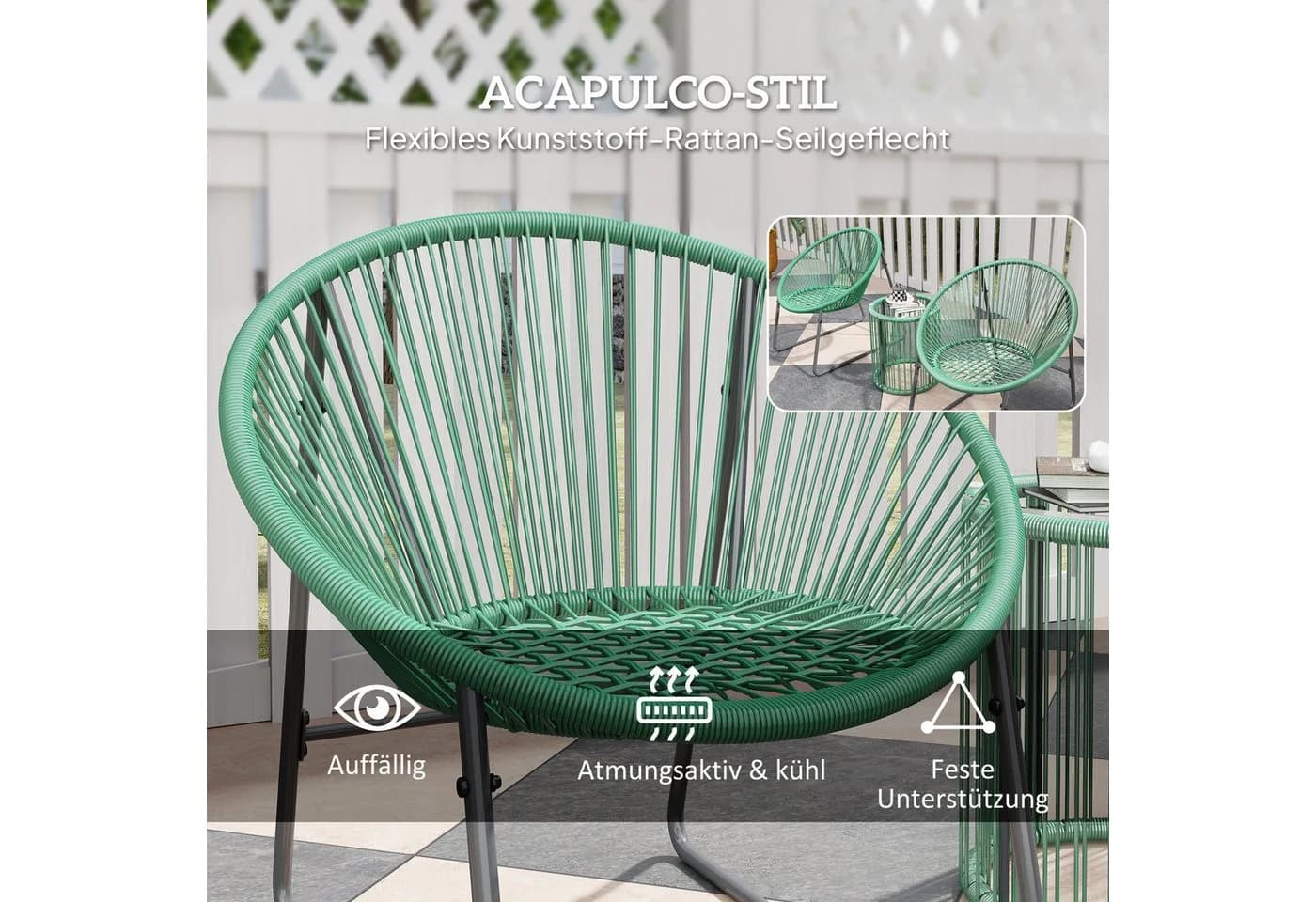 Outsunny Sitzgruppe 3-tlg. Polyrattan Outdoor Lounge - Bild 5