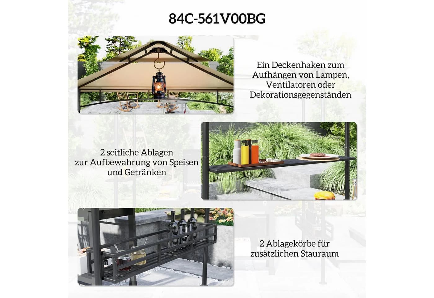 Outsunny Grillpavillon Stahl Polyester - Bild 5
