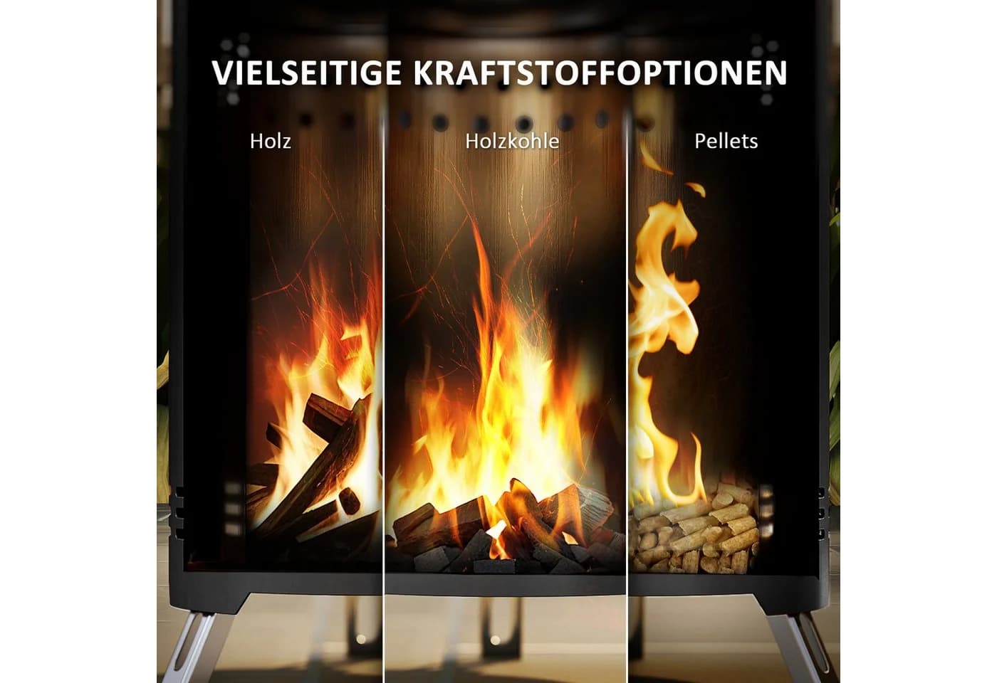 Outsunny Feuerschale Schwarz Edelstahl Rauchfrei - Bild 5