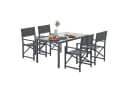 Outsunny Garten-Essgruppe 5-tlg. Grau mit Glastisch und klappbaren Stühlen Bild 1