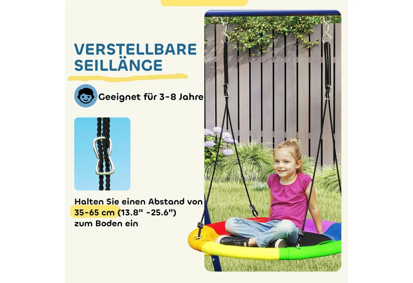 AIYAPLAY 5-in-1 Schaukelset mit Klettergerüst und Basketballkorb - Bild 5