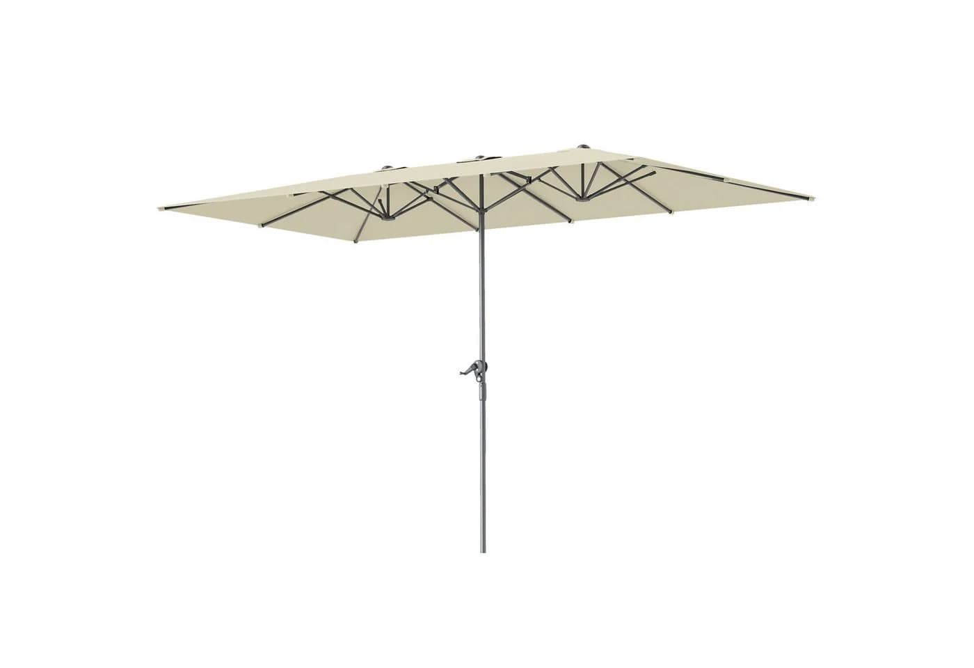 Outsunny Doppelsonnenschirm mit Kurbel UV-Schutz 50+ Cremeweiß