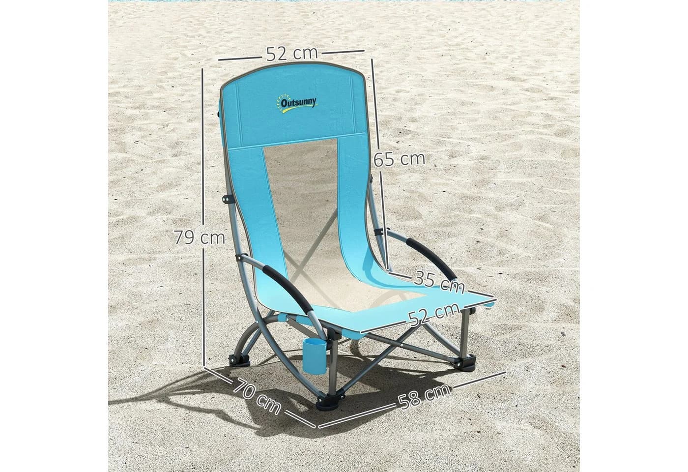 Outsunny Campingstuhl 2er Set Blau Klappbar mit Getränkehalter - Bild 3