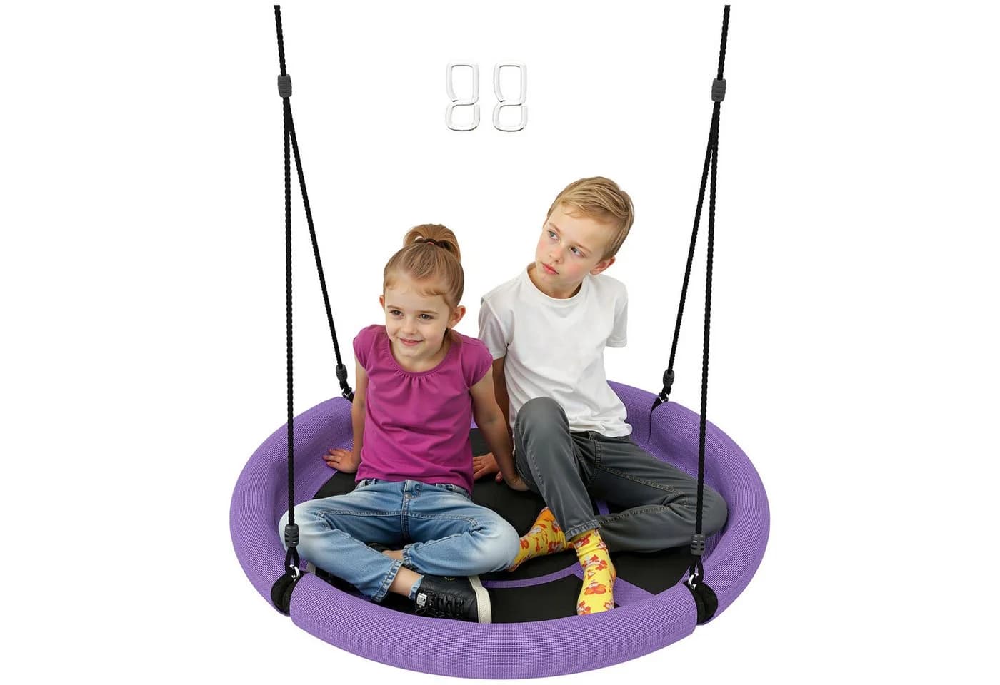 AIYAPLAY Nestschaukel Lila Schwarz 98cm Outdoor Kinderschaukel