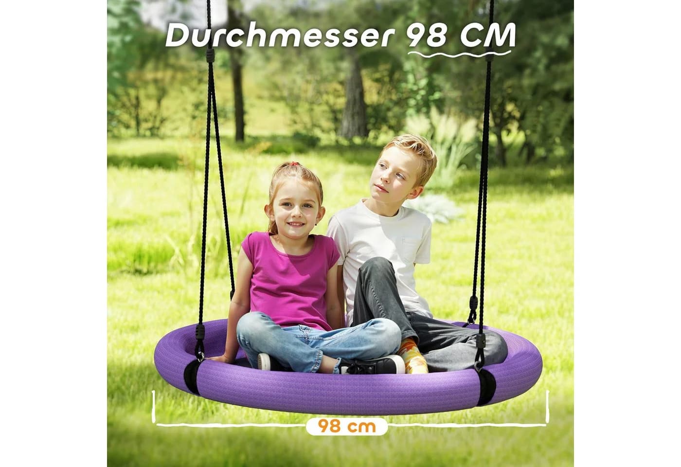 AIYAPLAY Nestschaukel Lila Schwarz 98cm Outdoor Kinderschaukel - Bild 5