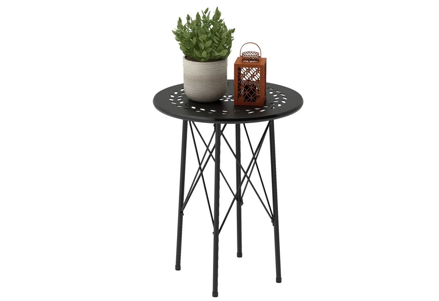 Outsunny Gartentisch Schwarz mit Blumendesign
