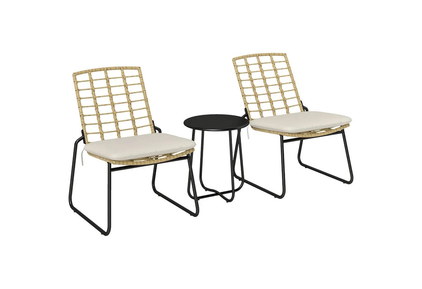 Outsunny Gartenlounge-Set 3-teilig Beige/Braun Stapelbar