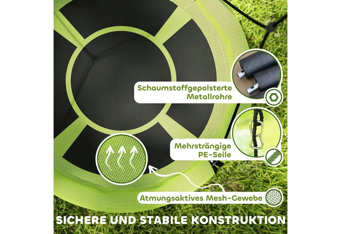 AIYAPLAY Nestschaukel Grün Schwarz 98 cm - Bild 4