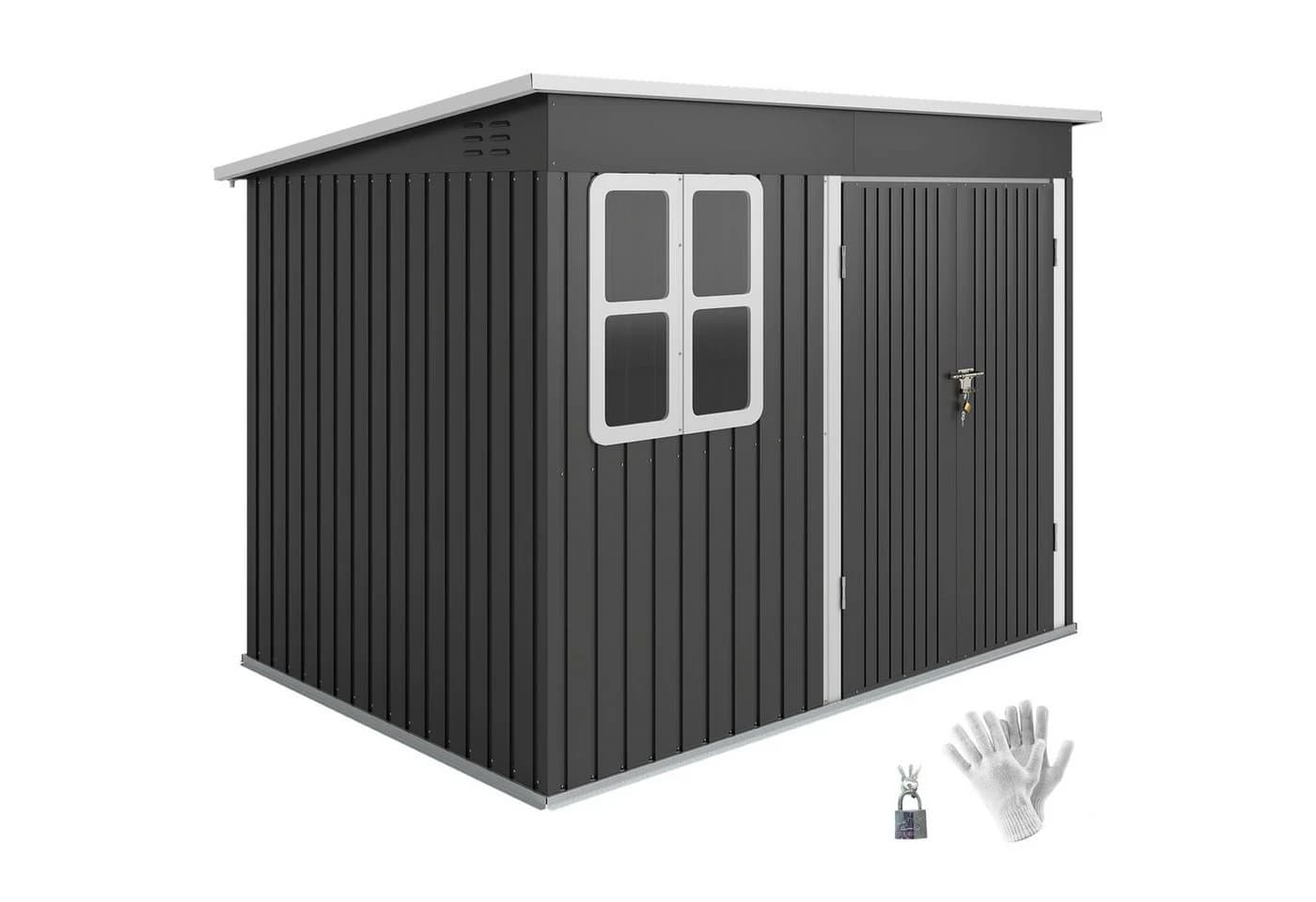 Outsunny Metall Gerätehaus mit Fenster und Lüftungsöffnungen
