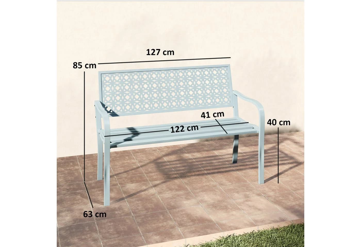 Outsunny Gartenbank 2-Sitzer Blau Wetterfest - Bild 3