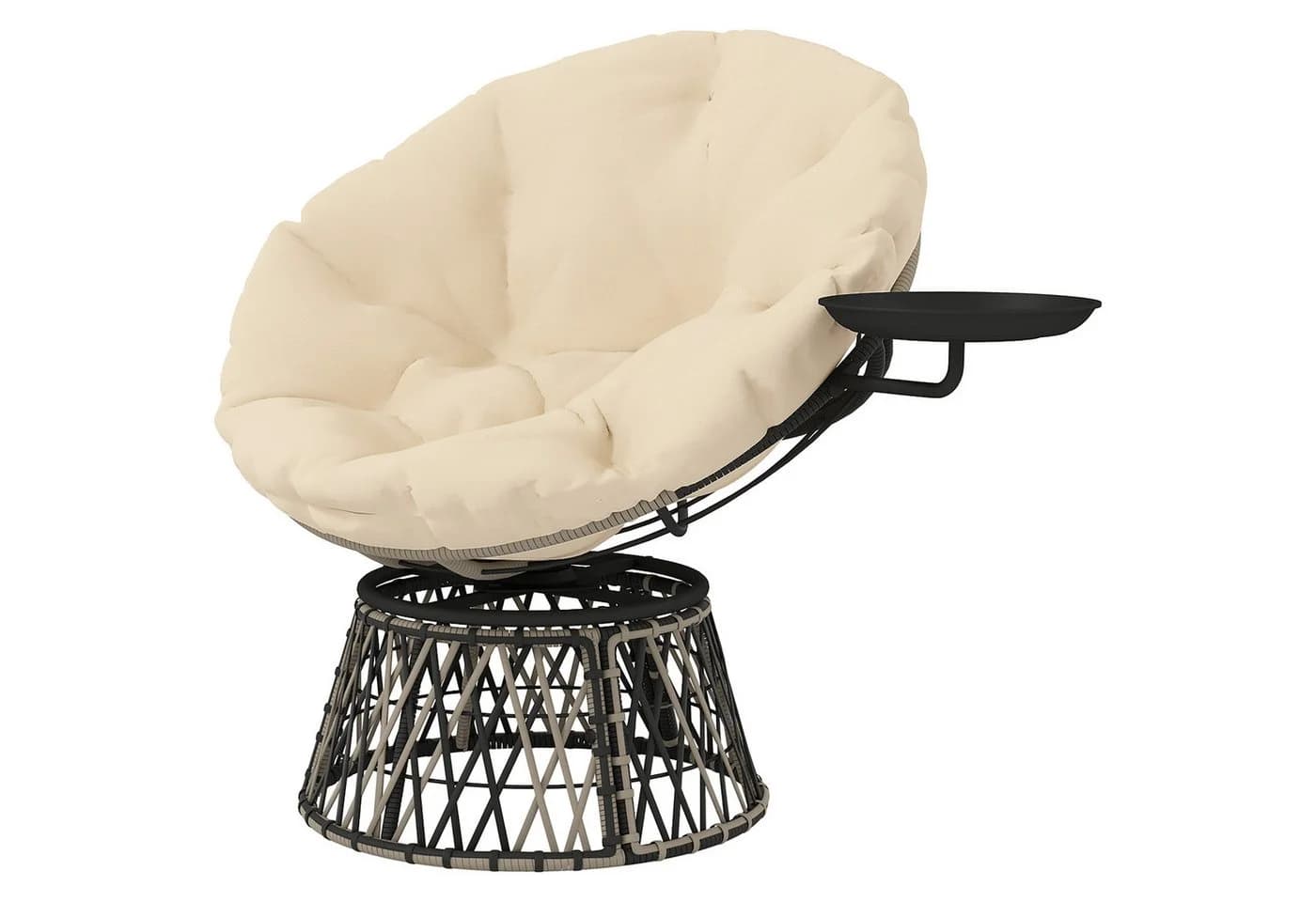 Outsunny Gartensessel mit Kissen 360° drehbar Rattan 90 cm Beige - Bild 2