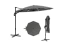 Outsunny Sonnenschirm mit Solar LED, Kurbel, Ständer, UV50+, 360° drehbar, 300x300 cm, Alu Ampelschirm, höhenverstellbar Marktschirm, Sonnenschutz für Garten, Balkon, Dunkelgrau Bild 1