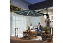Outsunny Sonnenschirm mit Solar LED, Kurbel, Ständer, UV50+, 360° drehbar, 300x300 cm, Alu Ampelschirm, höhenverstellbar Marktschirm, Sonnenschutz für Garten, Balkon, Dunkelgrau Bild 2
