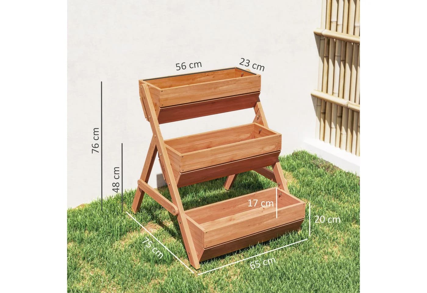 Outsunny Hochbeet 3-stufig Braun Tannenholz - Bild 3