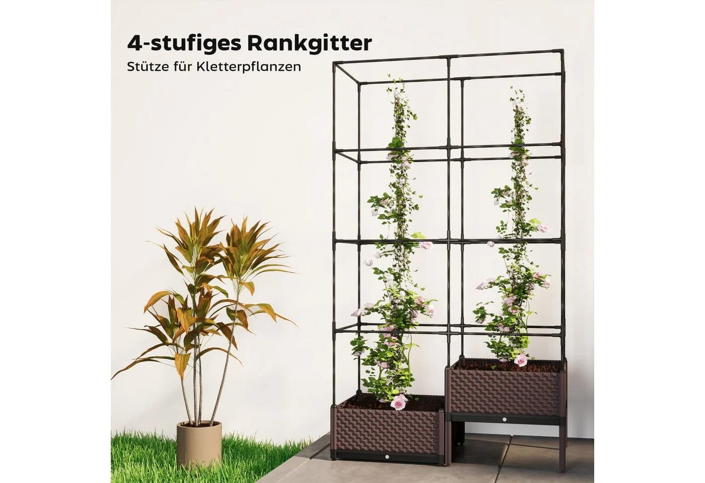 Outsunny Hochbeet mit Rankgitter, zwei Boxen für Garten Balkon Terrasse - Bild 5