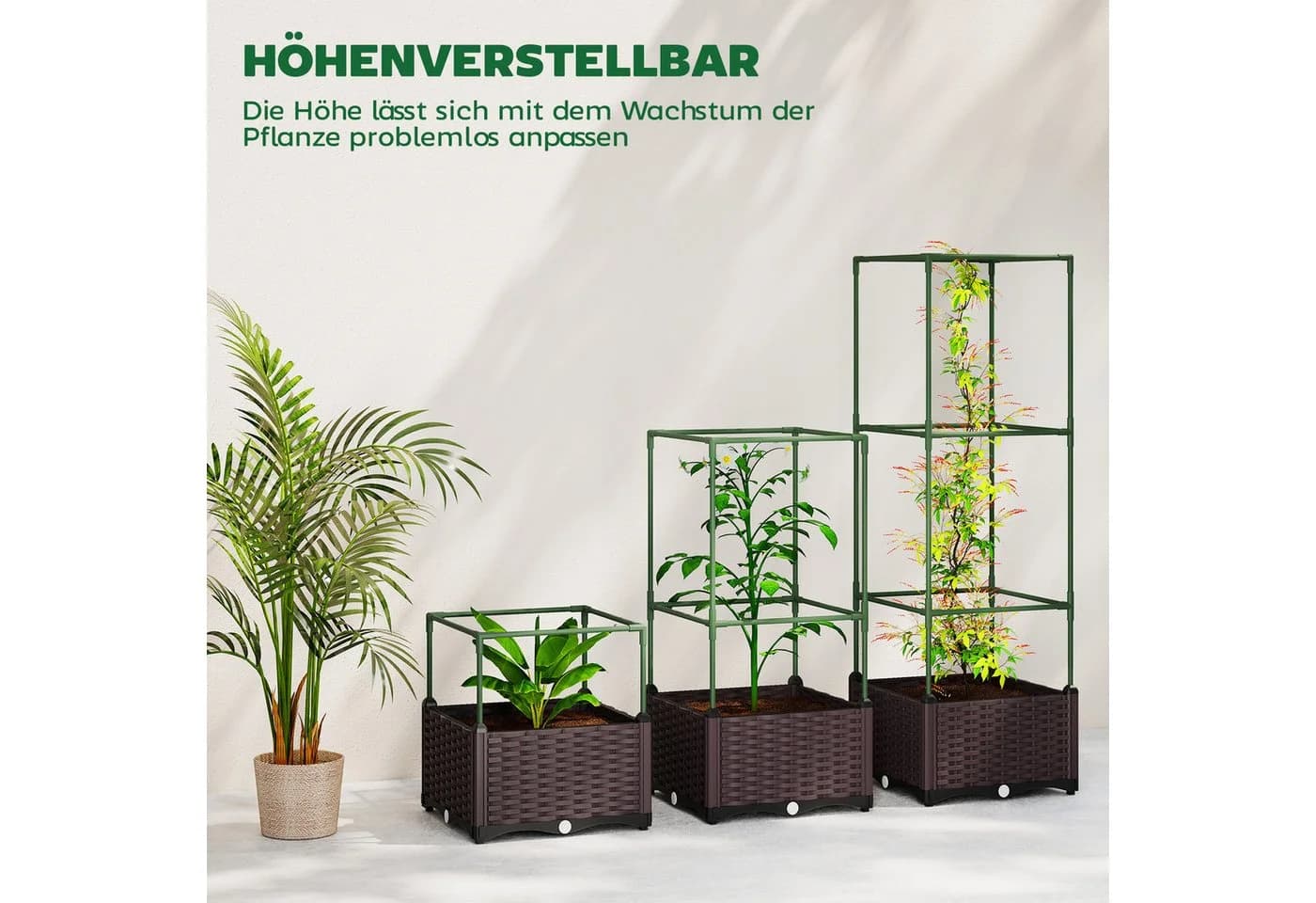 Outsunny Hochbeet mit Rankgitter, 3 Pflanzkästen - Bild 5