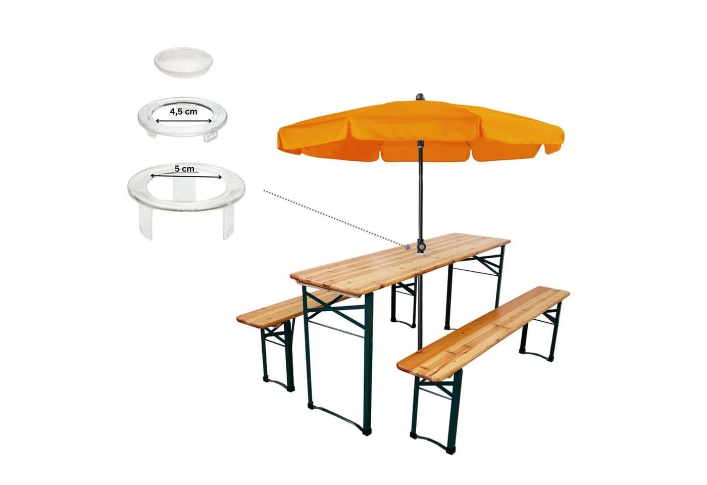 PROREGAL® Bierzeltgarnitur 3-teilig mit Schirmhalterung - Bild 4