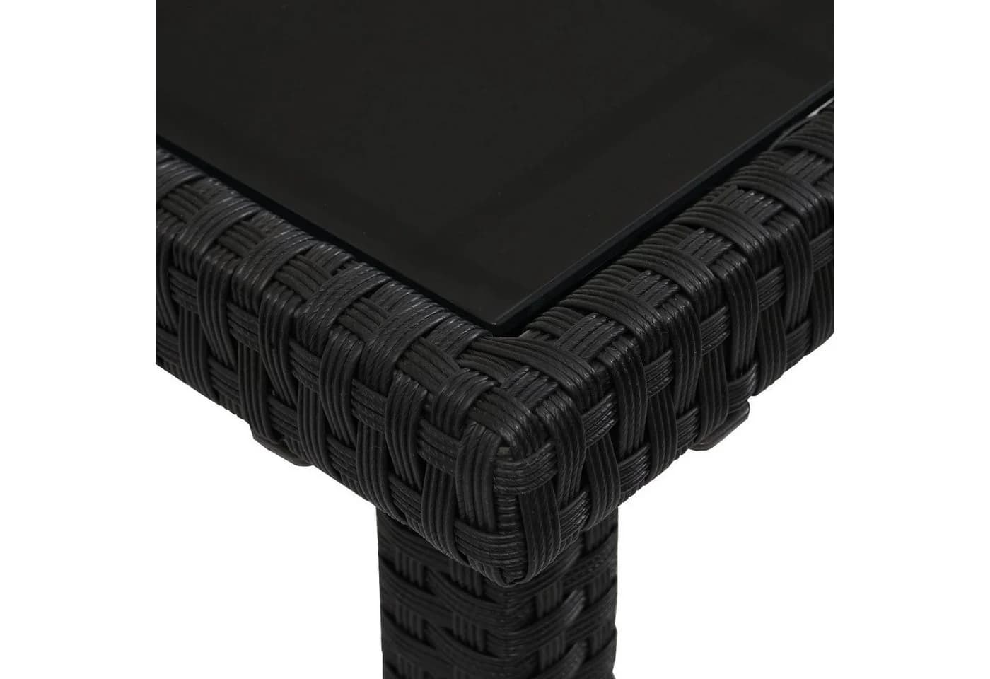 PROREGAL® Gartentisch Poly-Rattan Schwarz mit Glasplatte - Bild 4