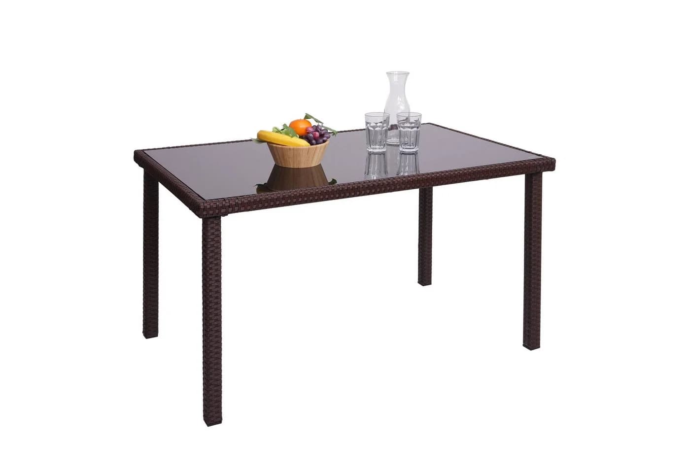 PROREGAL® Gartentisch Poly-Rattan 120x75 cm