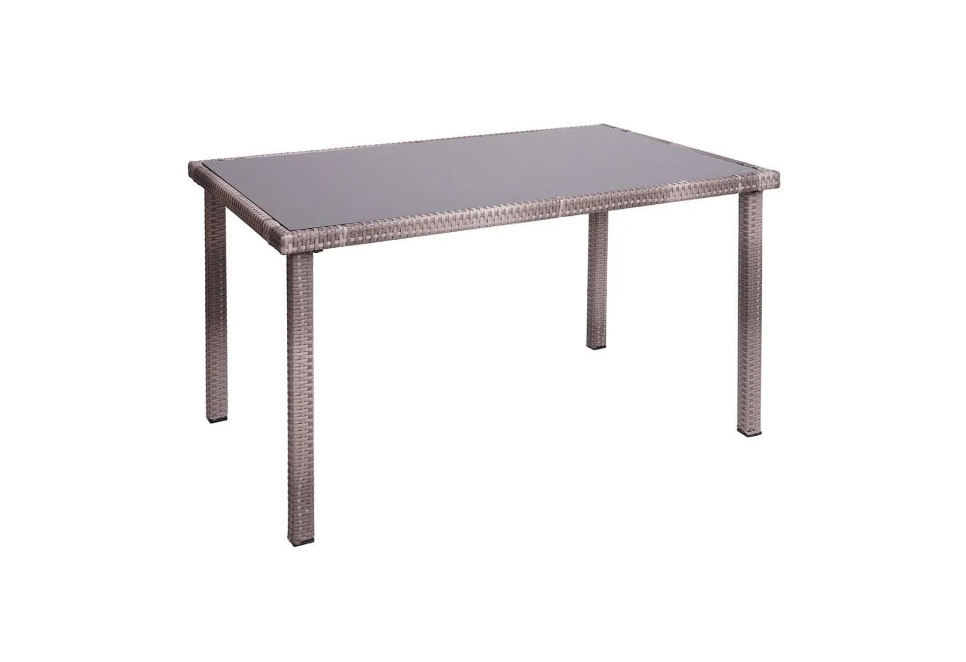 PROREGAL® Gartentisch Poly-Rattan grau-braun mit Glasplatte - Bild 2