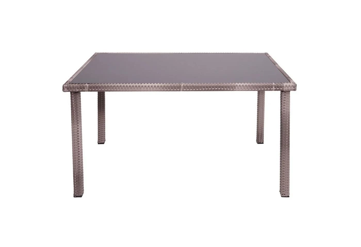 PROREGAL® Gartentisch Poly-Rattan grau-braun mit Glasplatte - Bild 3
