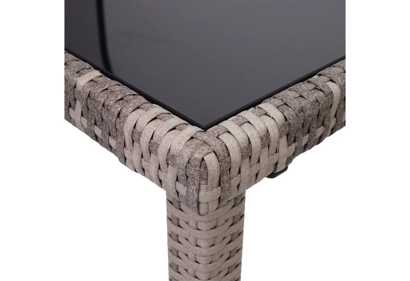 PROREGAL® Gartentisch Poly-Rattan grau-braun mit Glasplatte - Bild 4