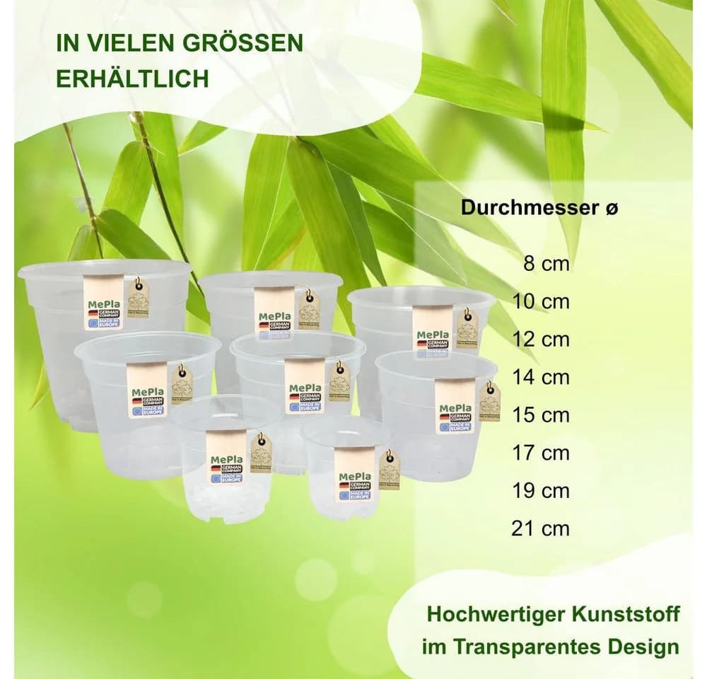 Heimwerkercenter Blumentopf MePla - 5 Stück - Pflanztopf Orchidee Ø 8 cm - transparent - Bild 3
