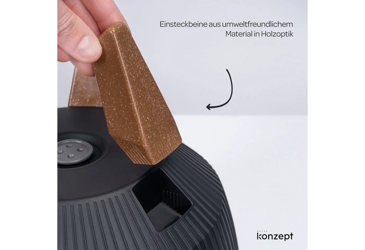 KONZEPT Blumentopf Pflanzschale Schwarz mit Füßen und Wasserabfluss - Bild 5
