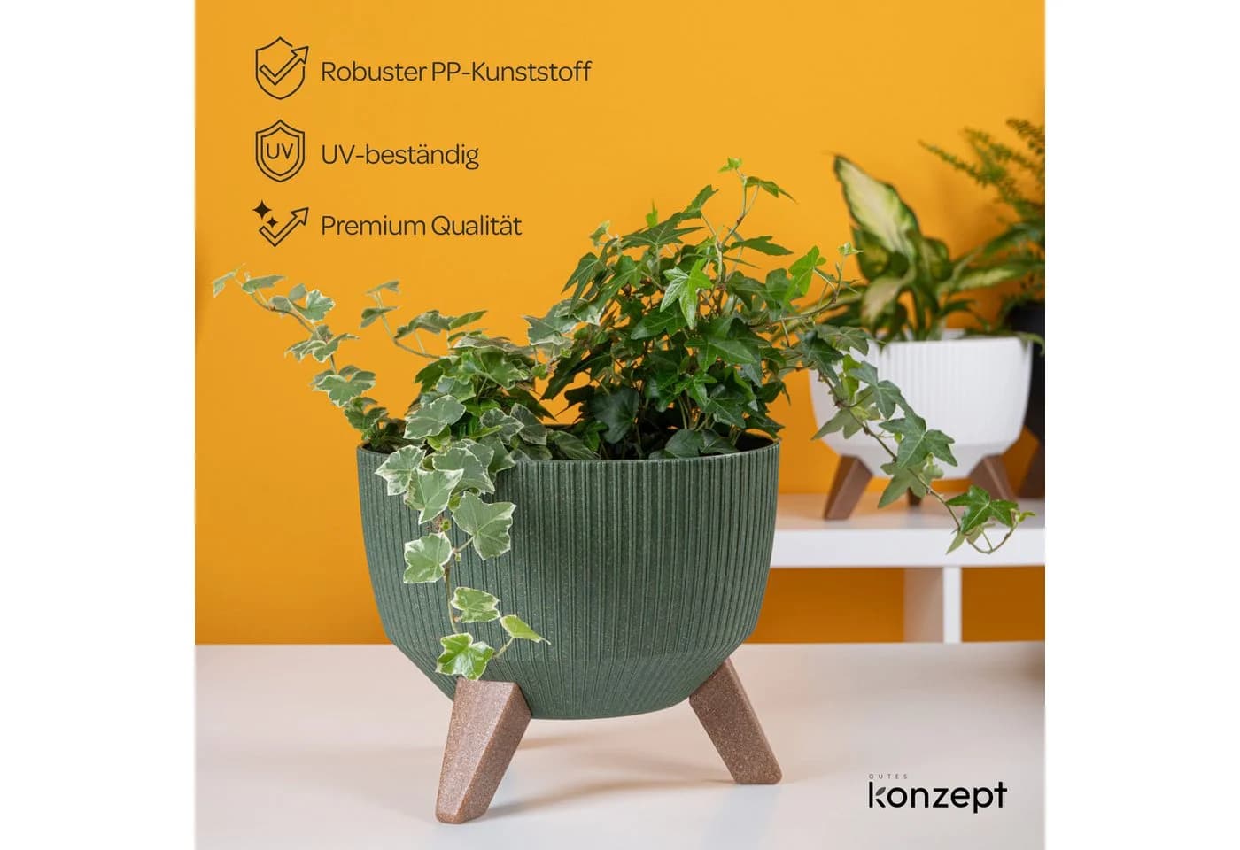 KONZEPT Blumentopf Pflanzschale 24/29cm Grün mit Füßen