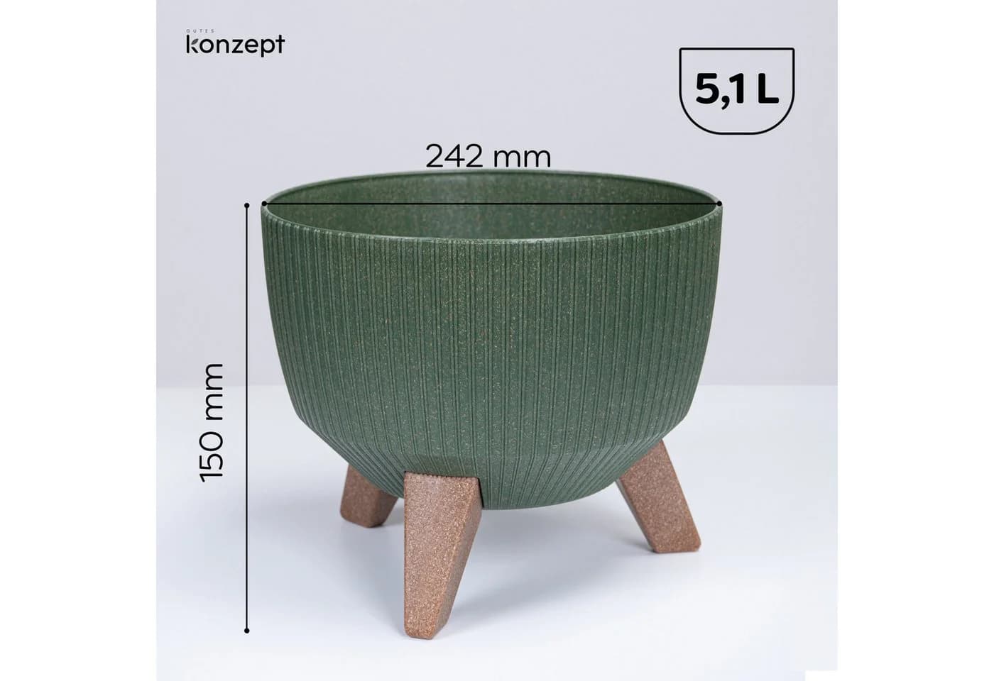 KONZEPT Blumentopf Pflanzschale 24/29cm Grün mit Füßen - Bild 3