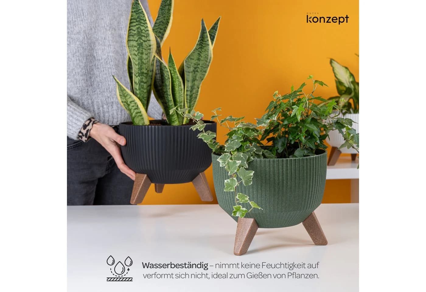 KONZEPT Blumentopf Pflanzschale 24/29cm Grün mit Füßen - Bild 4