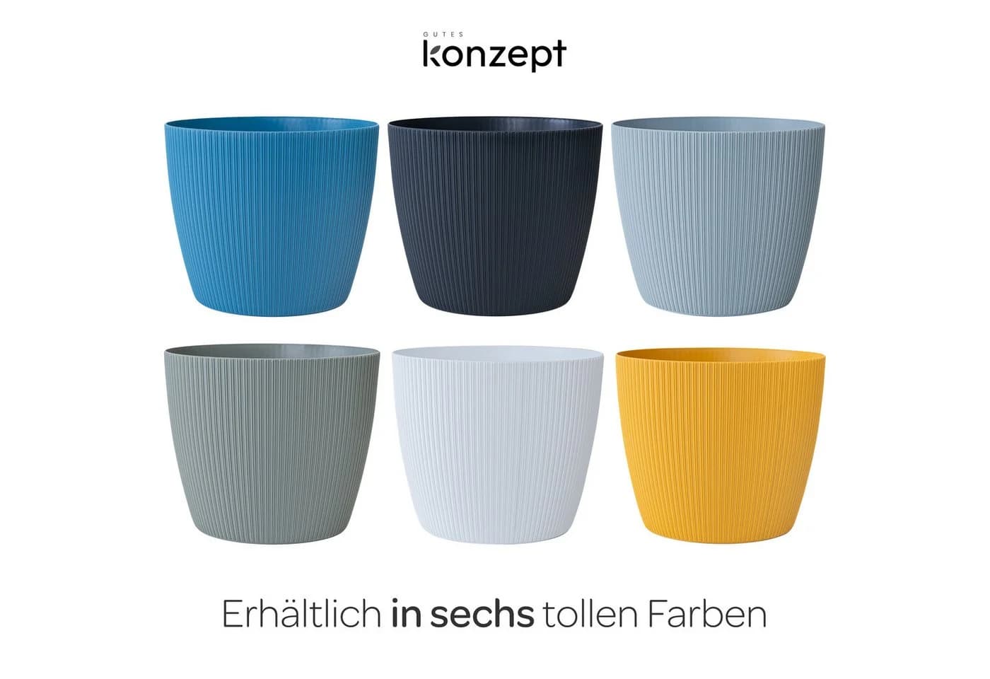 KONZEPT Blumentopf groß Gelb Gerillte Struktur Kunststoff