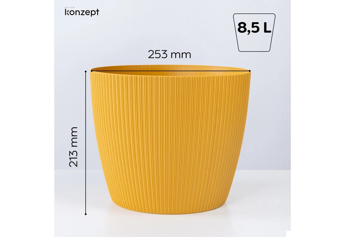 KONZEPT Blumentopf groß Gelb Gerillte Struktur Kunststoff - Bild 4